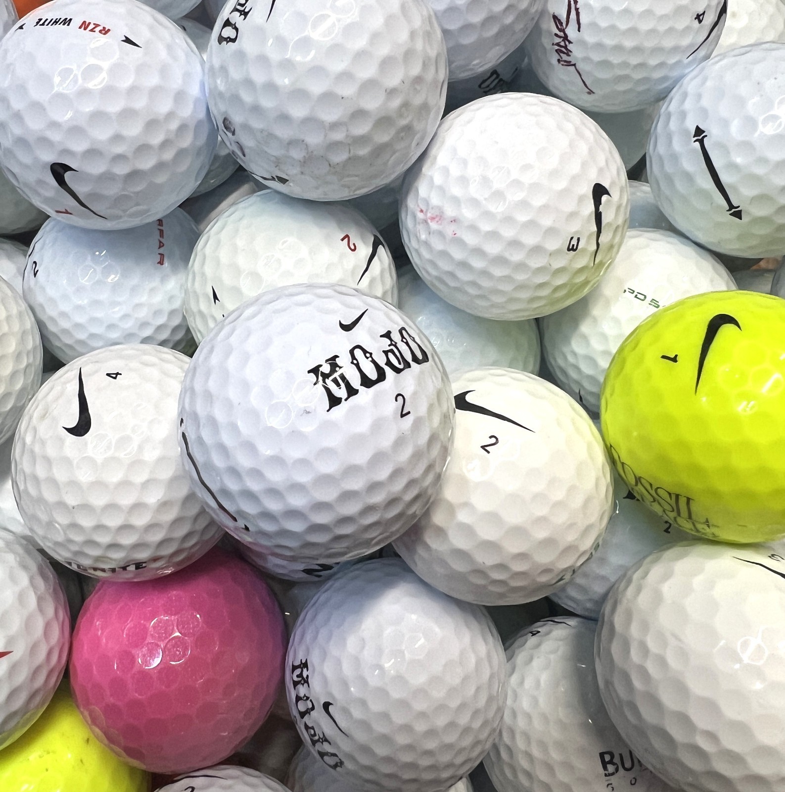 100 Premium AAA Assorted Nike Used Golf Balls...Mojo, Pd Soft, RZN, Crush, +