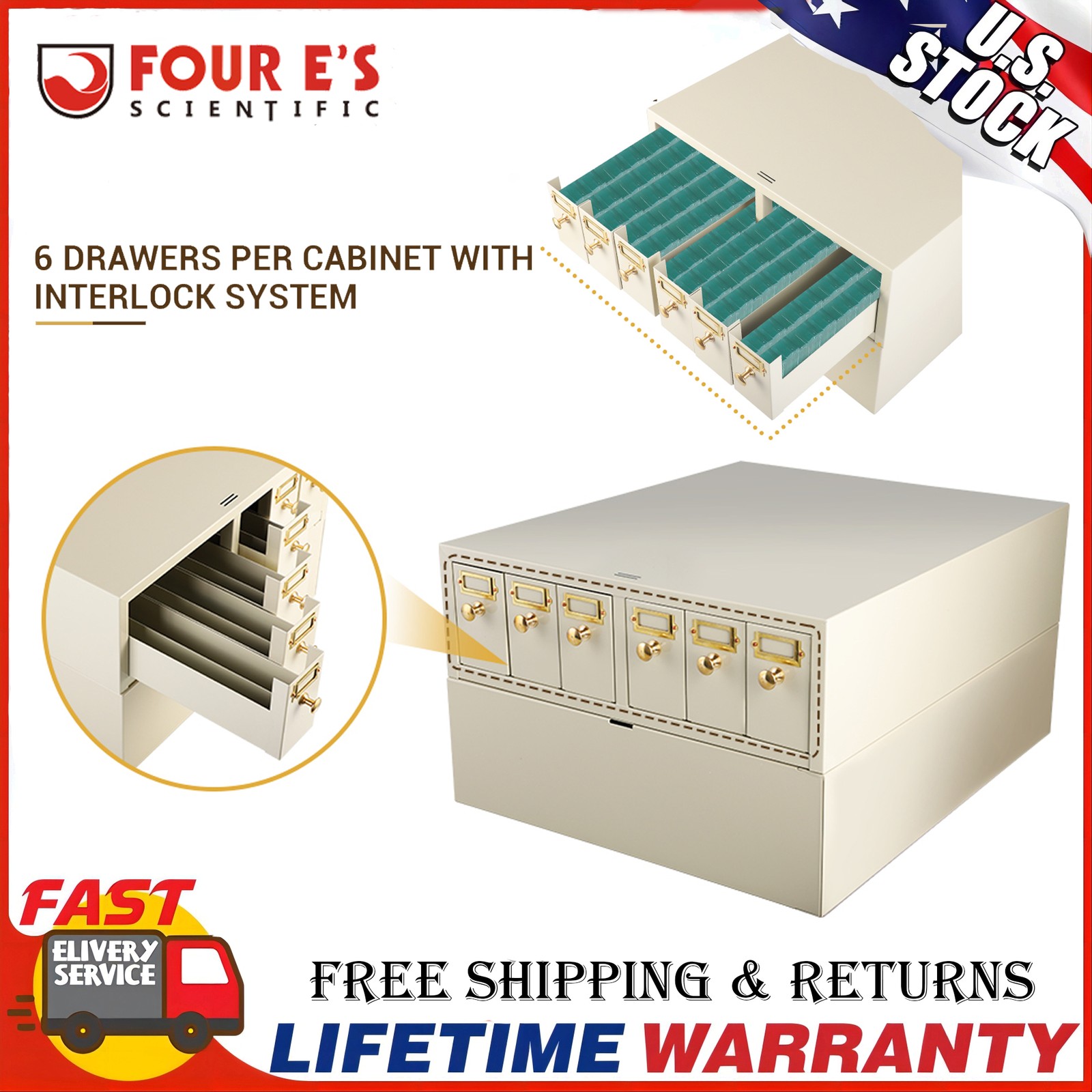 Slide Storage Cabinet w/ 6 Drawers Hold Up to 5,000 Slides Lab Storage Cabinet