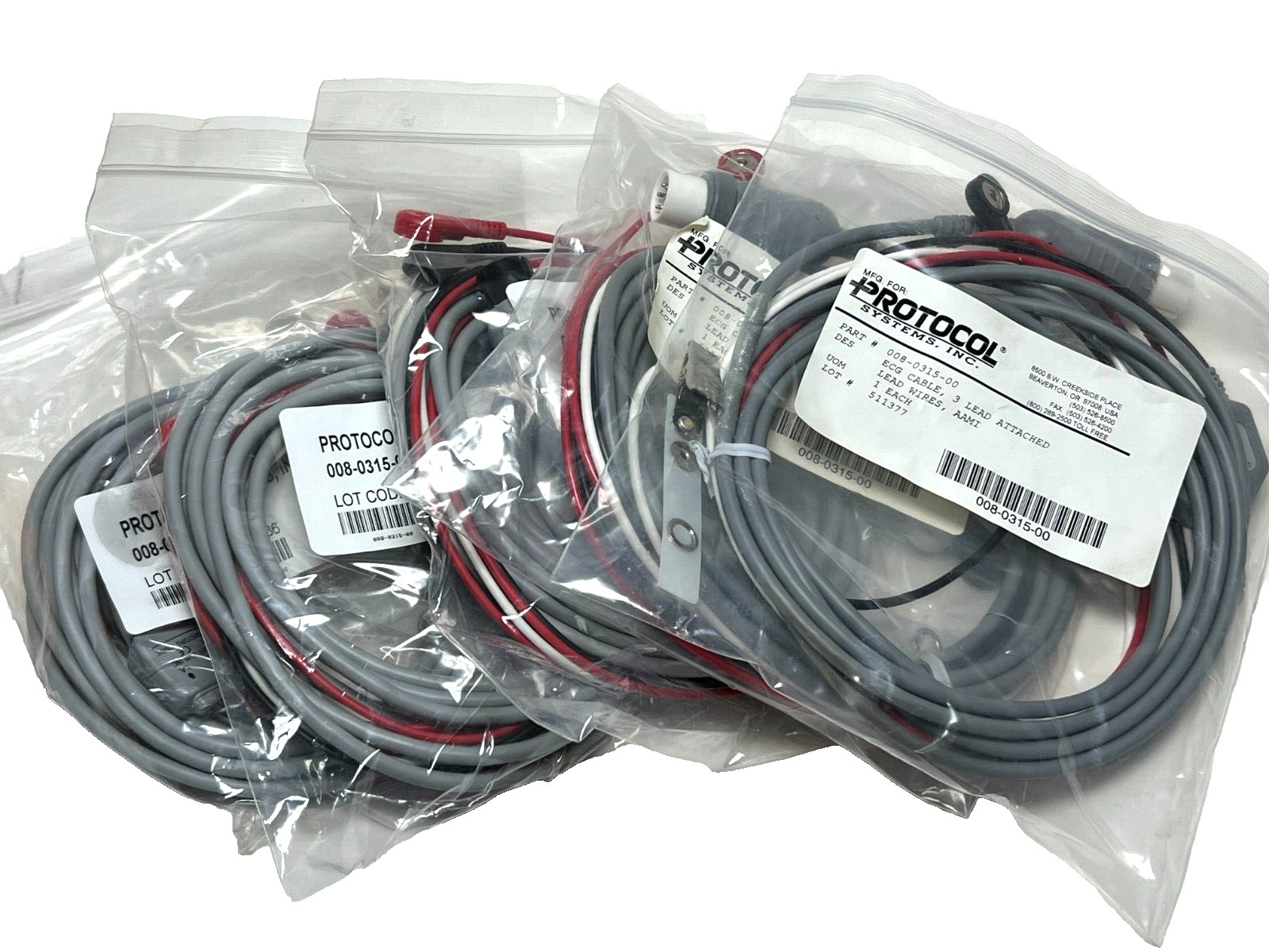 Lot of 5x Welch Allyn Compatible Direct-Connect ECG Cable 3 Lead - 008-0315-00