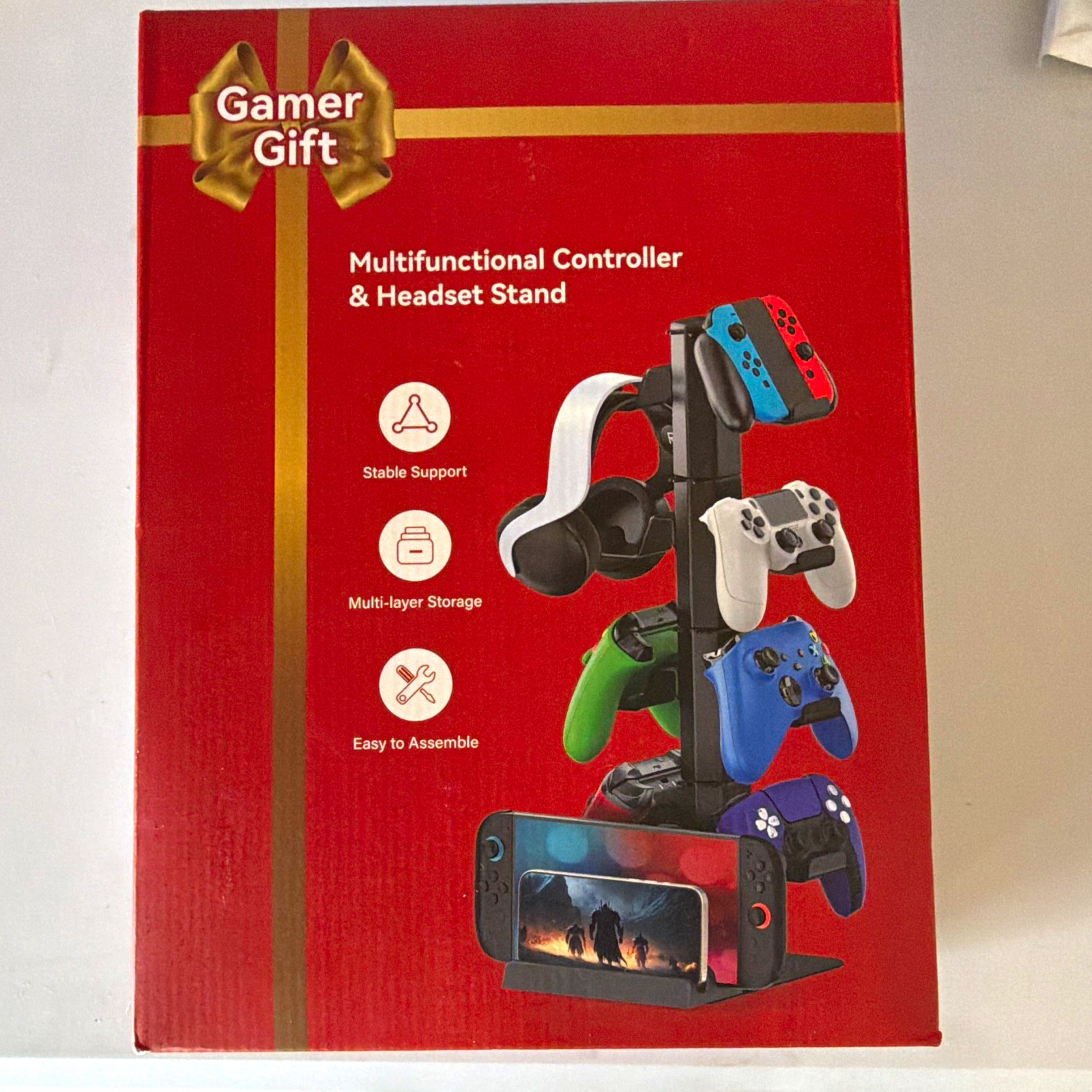 Controller & Headset Stand Black VG-P5394S Easy Assemble Silicone Pads