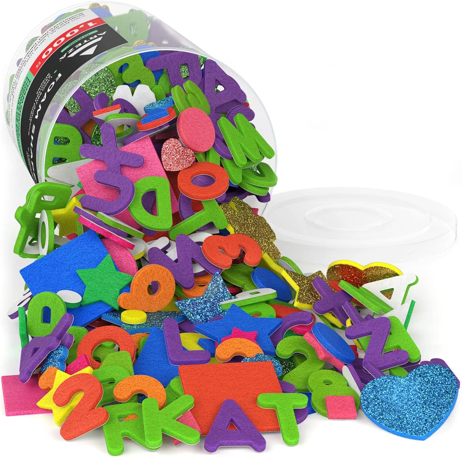 EVA Foam Shapes, 1000 Pieces, Assorted Colors, Peel and Stick Self-Adhesive Foam