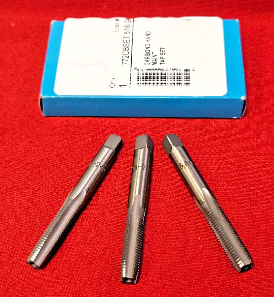 A1 467-02024 5/16-24 NF Tap Set Carbon Steel 3PC w/ Taper Plug and Bottom