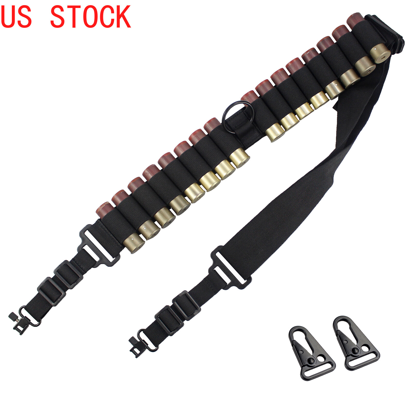 Adjustable Two-Point Gun Sling Strap with 16 Rounds 12/20GA Shotgun Shell Holder