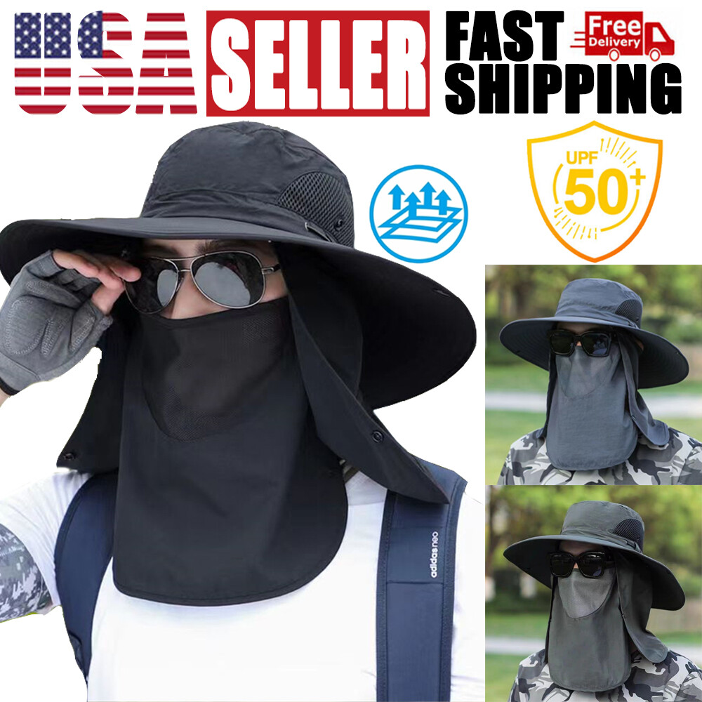 Sun Hat Wide Brim UV Protection Bucket Cap For Camping Hiking Fishing Safari Men