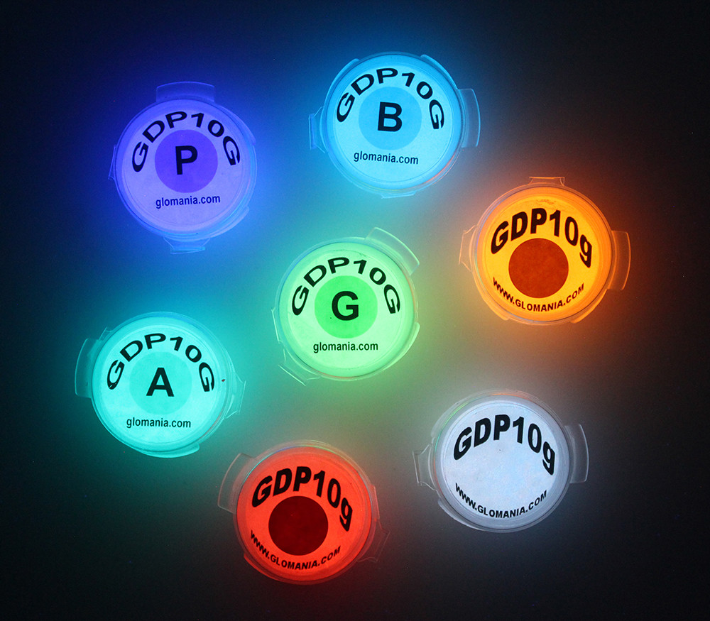 Glow in the Dark Invisible White  base Pigment Powder Sets 10g per color
