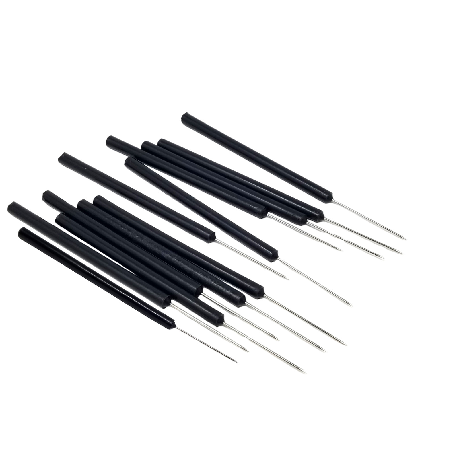 Lab Dissecting Teasing Needles with Plastic Handles STR Pins 12/Pack - Black
