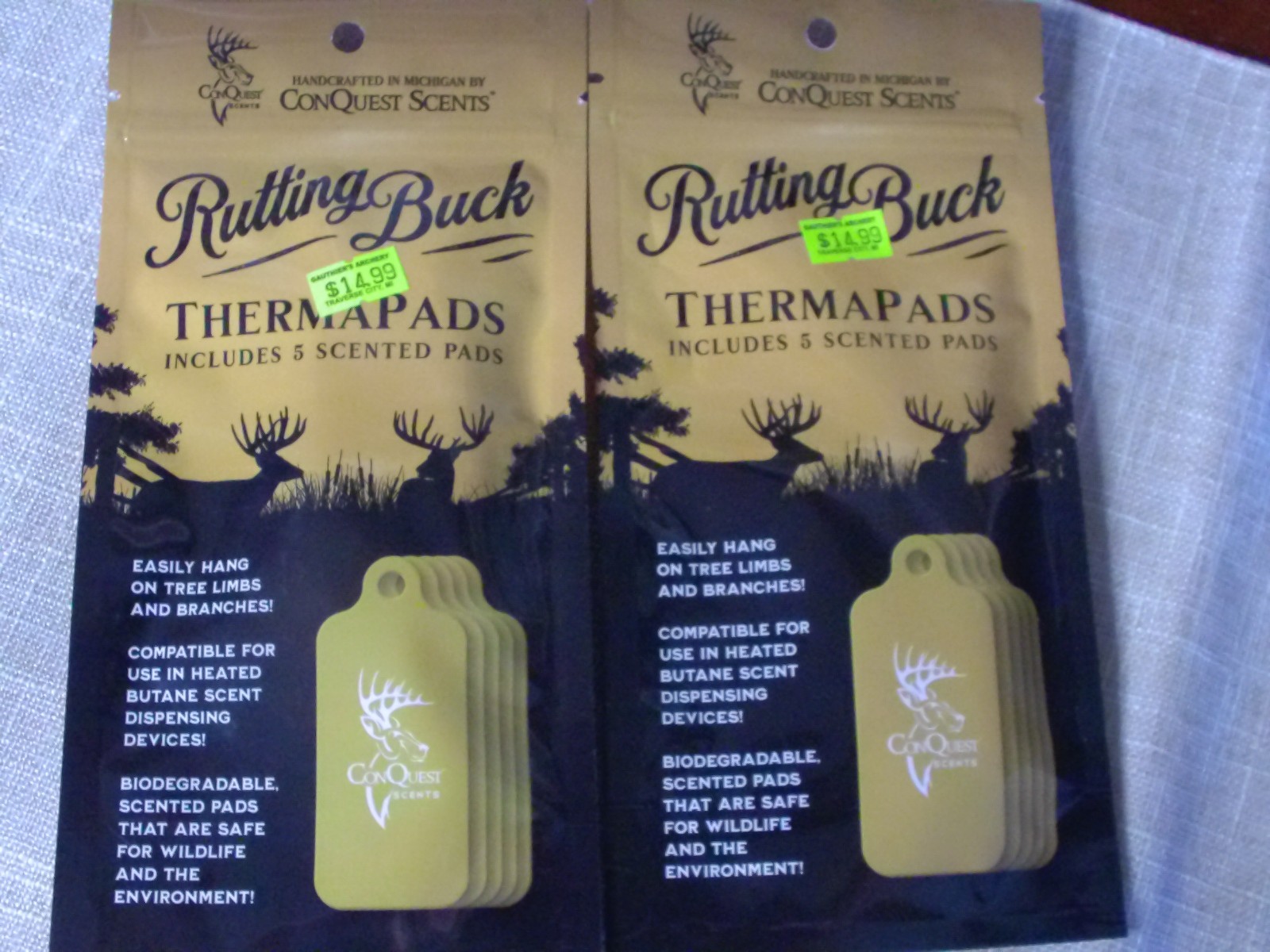 ConQuest Scents Rutting Buck ThermaPads 2 Packages Of 5 Scented Pads, NEW