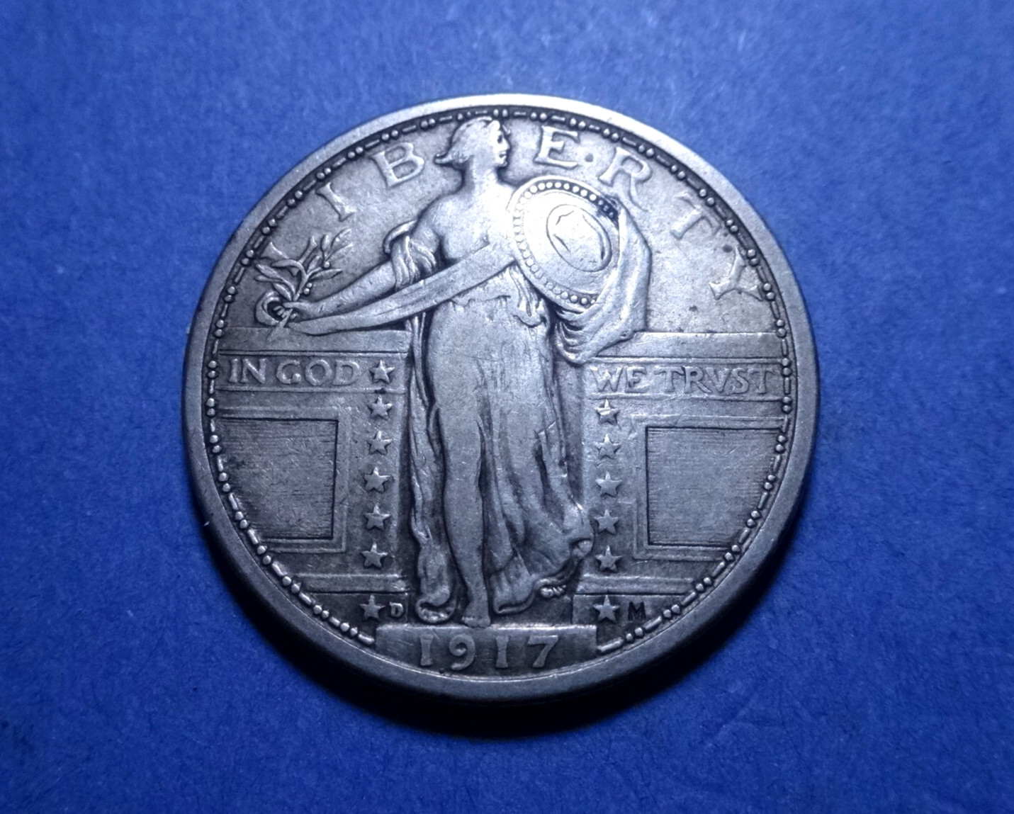 1917-D Type 1 Standing Liberty Quarter  Ch. VF