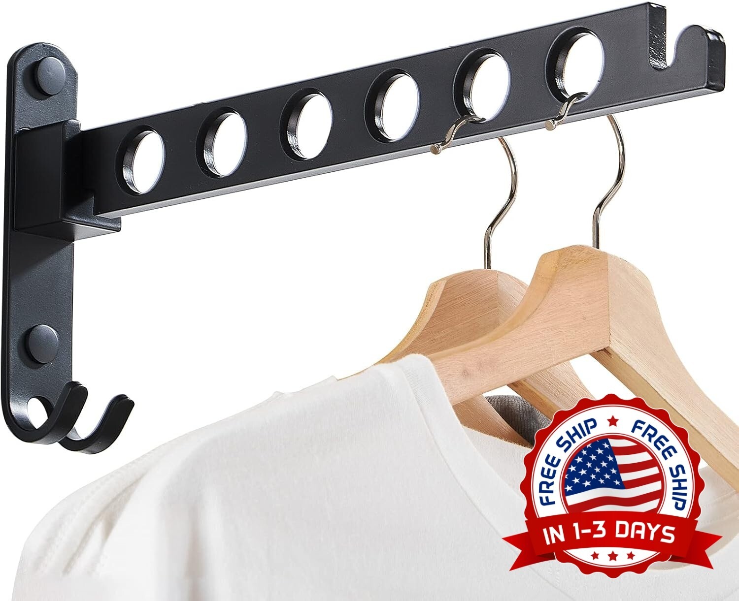 Tendedero De Pared Para Ropa, Colgador De Secado De Ropa Plegable Negro NEW US.