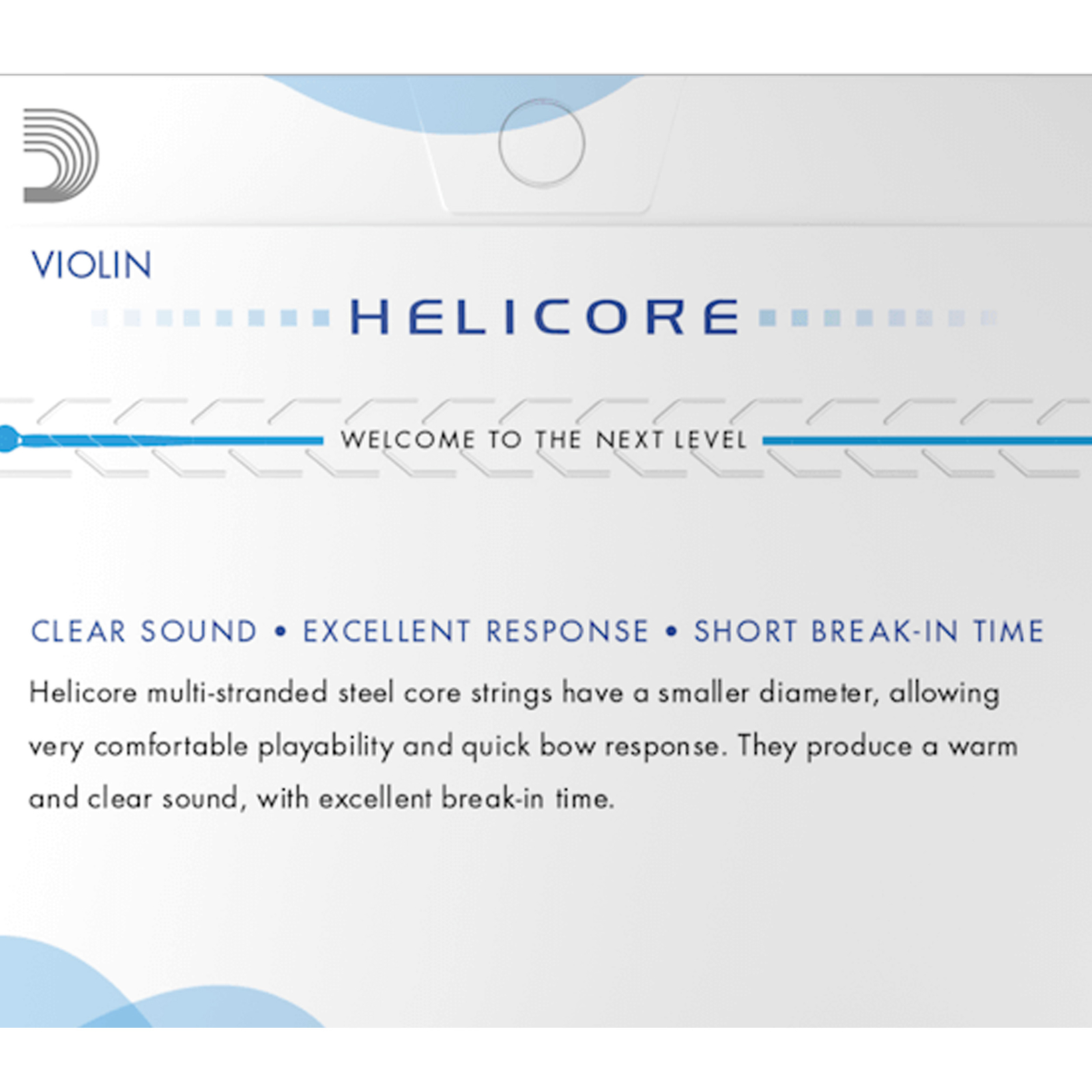 D'Addario Helicore Violin Single D String, 1/4 Scale, Medium, Bulk 10-Pack