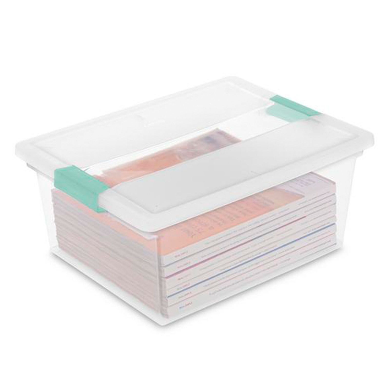 Sterilite Deep Plastic Stackable Storage Bin w/ Clear Latch Lid, Clear (4 Pack)
