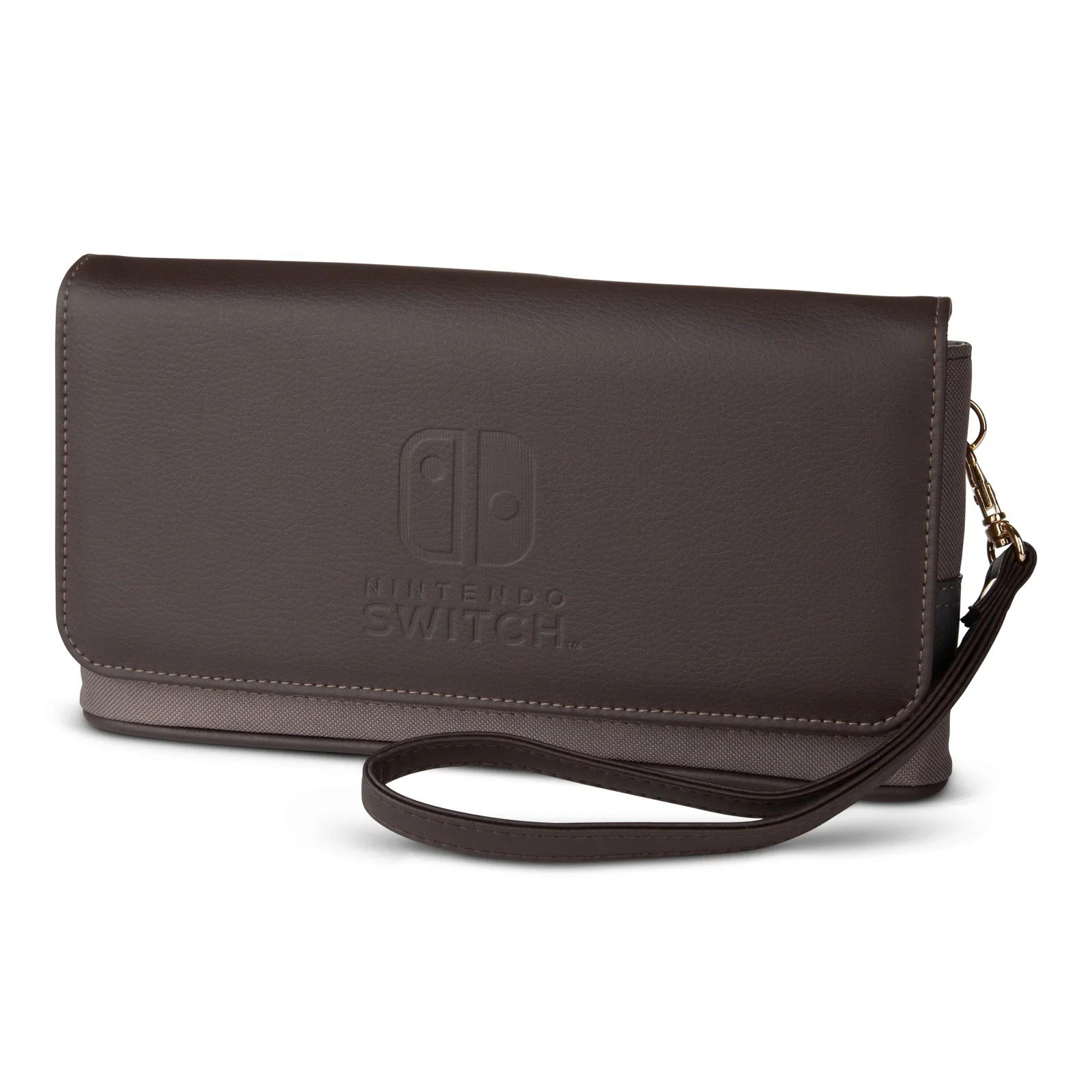 PowerA Clutch Bag Carrying Case, Padded Wrist Strap for Switch/Switch Lite Brown