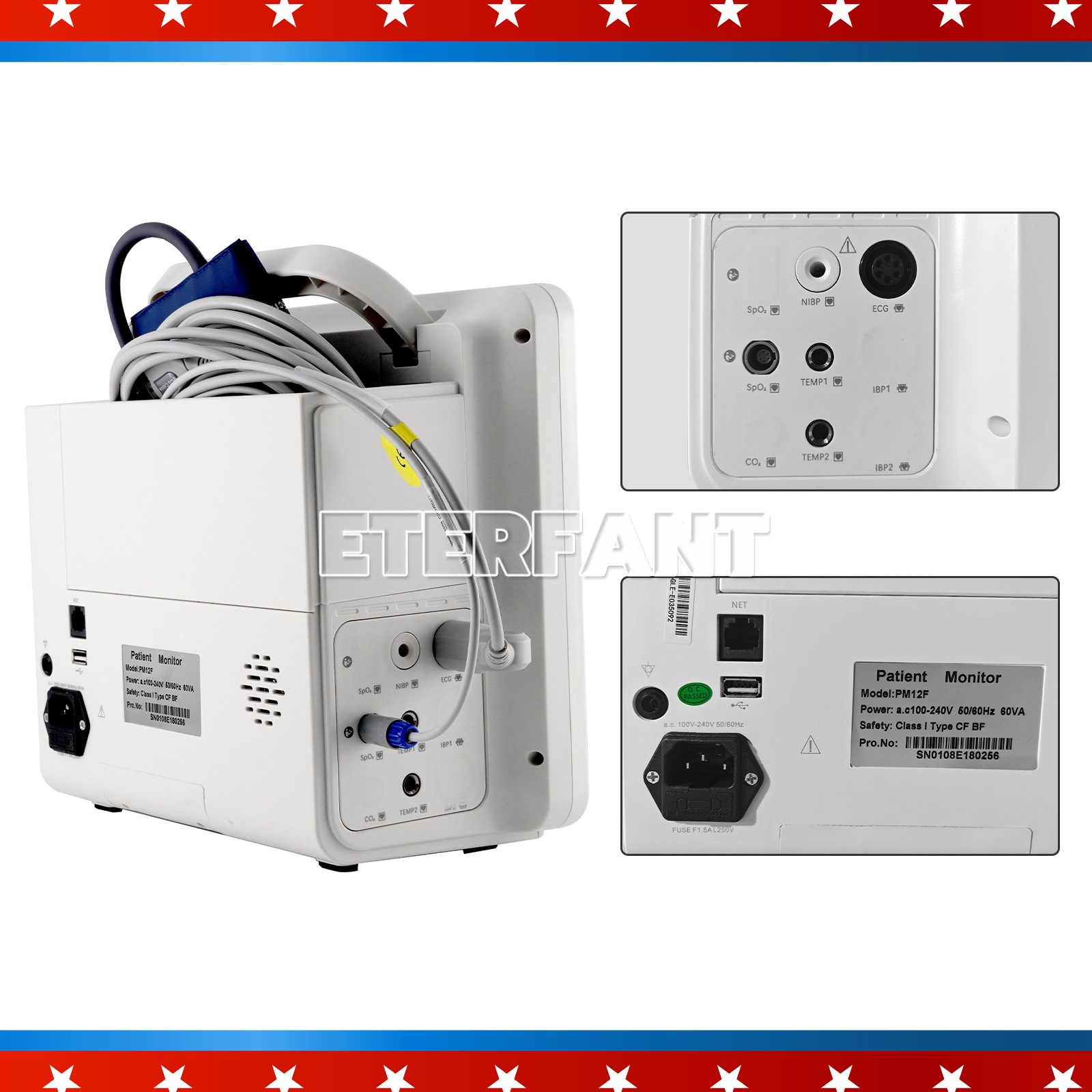 ETERFANT 12" Patient Monitor ICU CCU Vital Sign for Hospital/Wall Mount Bracket
