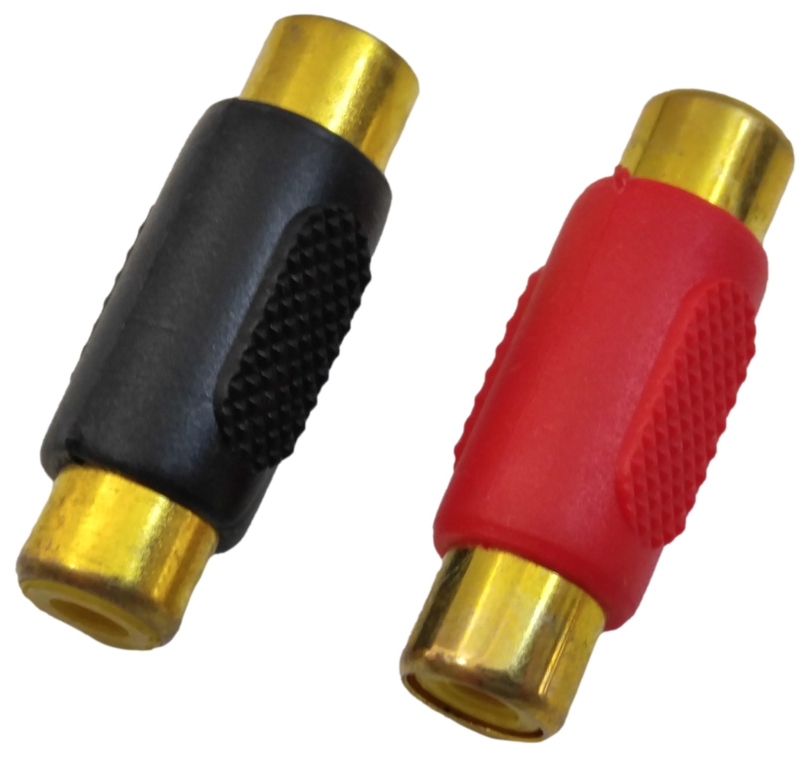 Q-Power Set of Red & Black RCA Female to Female Coupler Adapter Gold Plated