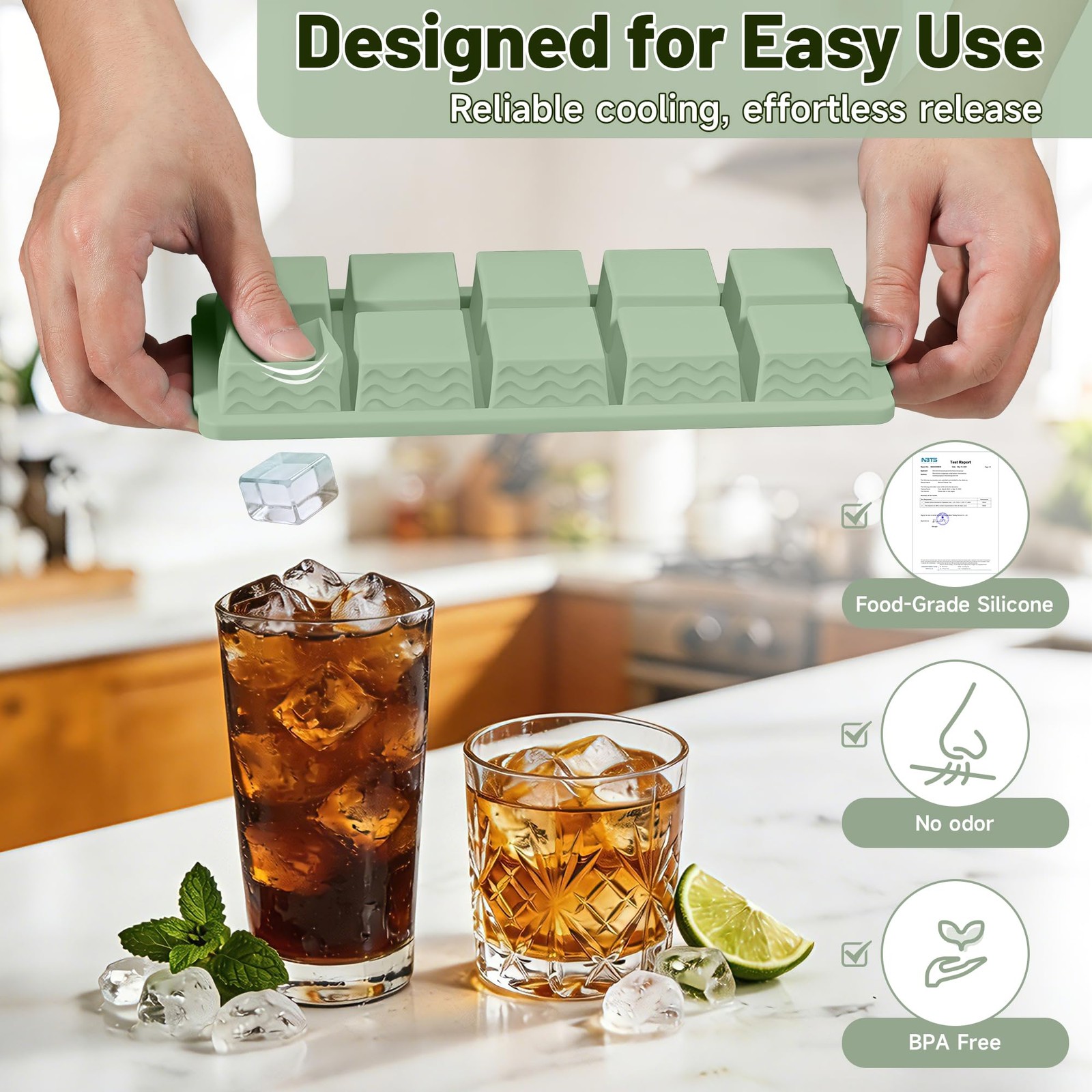 Ice Cube Tray with Lid – 3 Pack 2 Tbsp Ice Trays for Freezer, Stackable, BPA-...