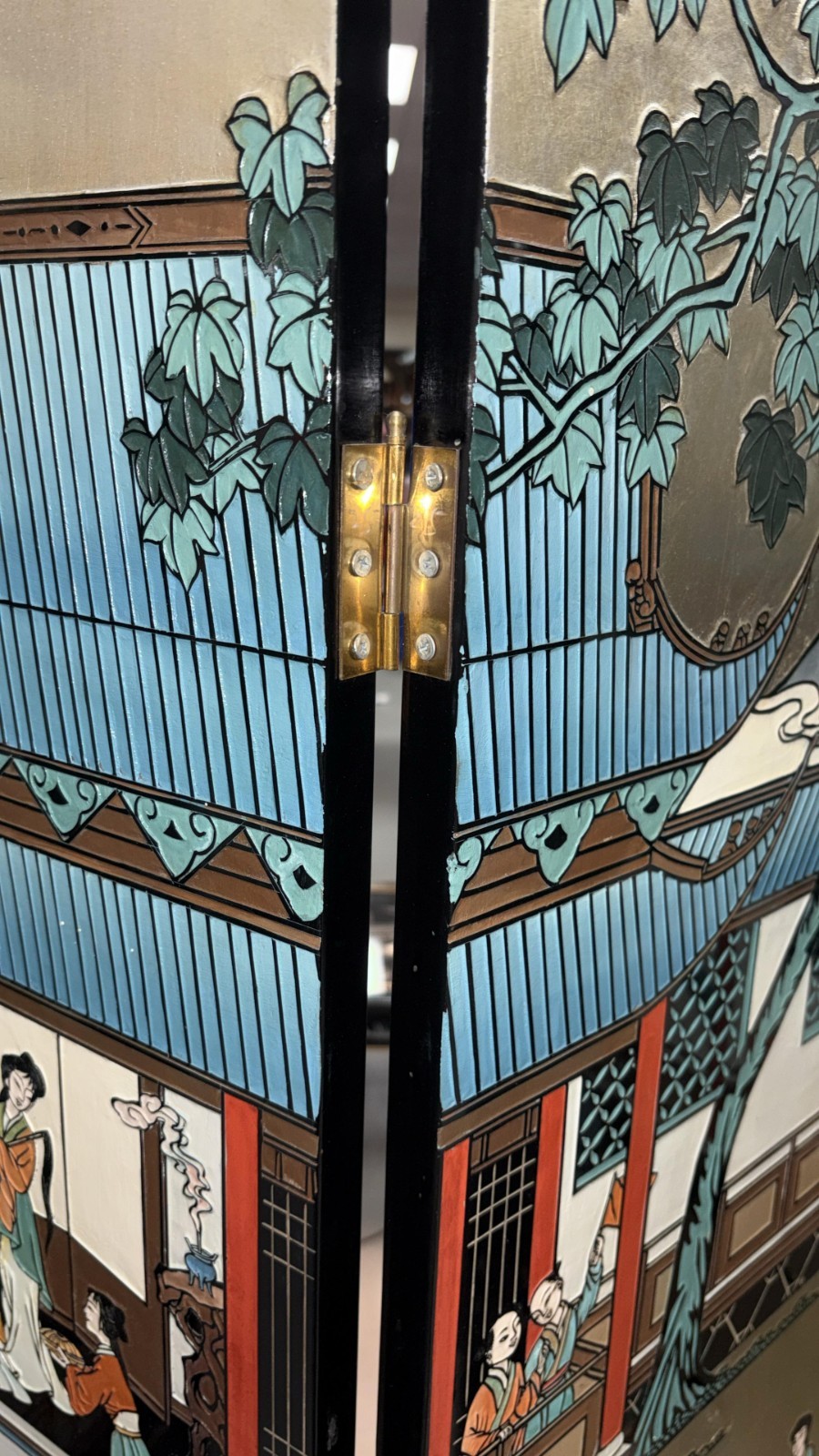1950s Chinese Coromandel Lacquer Screen Divider Screen