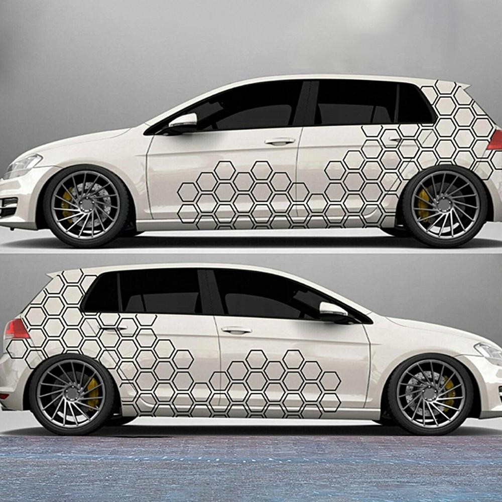 Car stickers decals Camouflage kit solid hexagon honeycomb side racing sticker