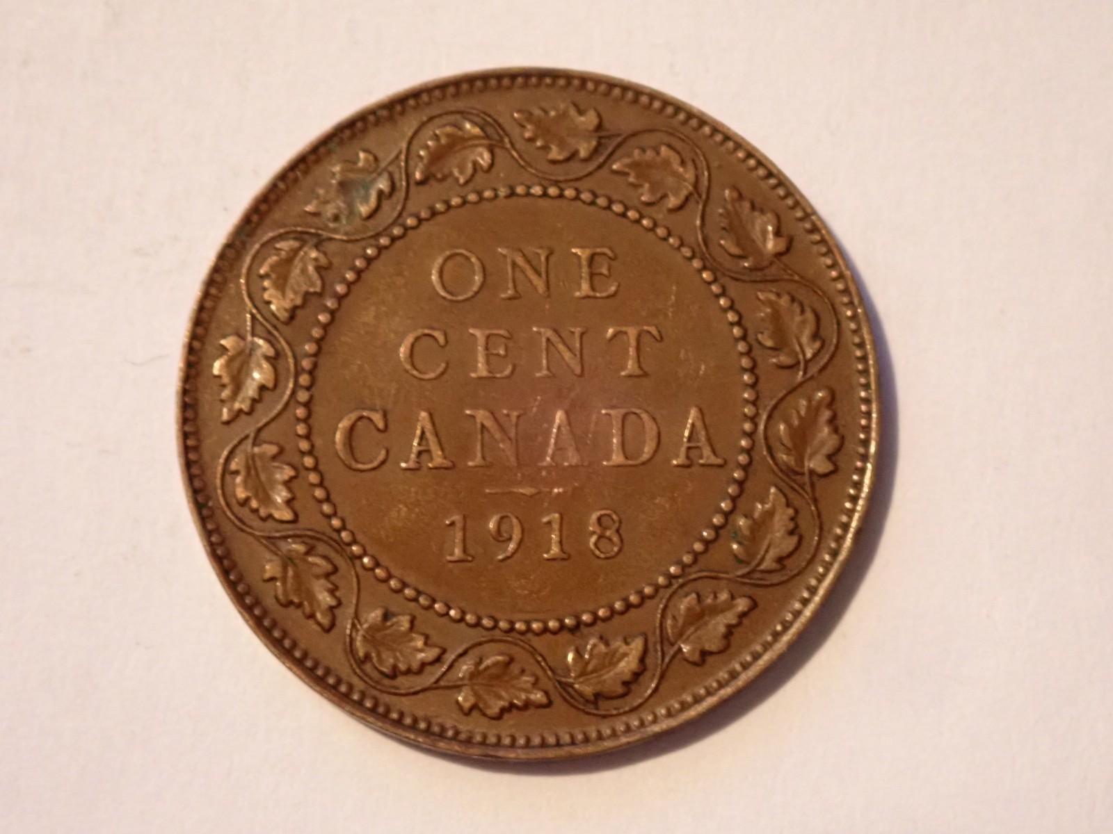 1918 CANADA KING GEORGE V COPPER 1 CENT in EXCELLENT COLLECTABLE CONDITION