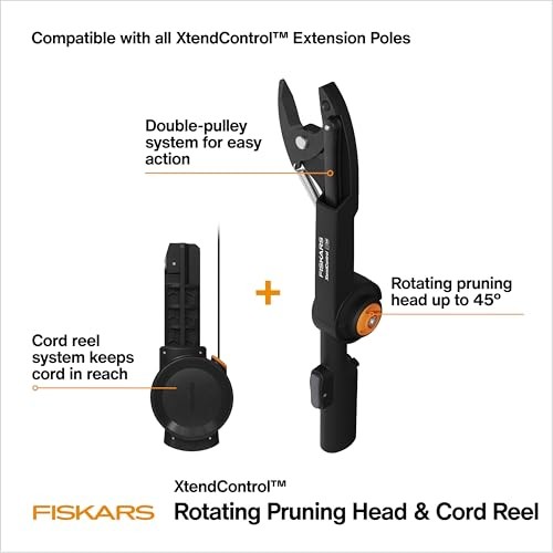 Fiskars XtendControl Rotating Tree Pruner Head with Automatic Cord Reel with