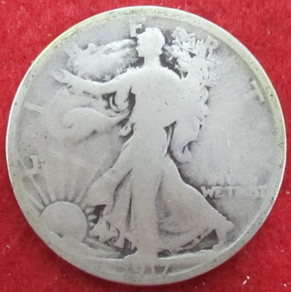 1917 S Walking Liberty Silver Half Dollar - Circulated - Actual Coin V2