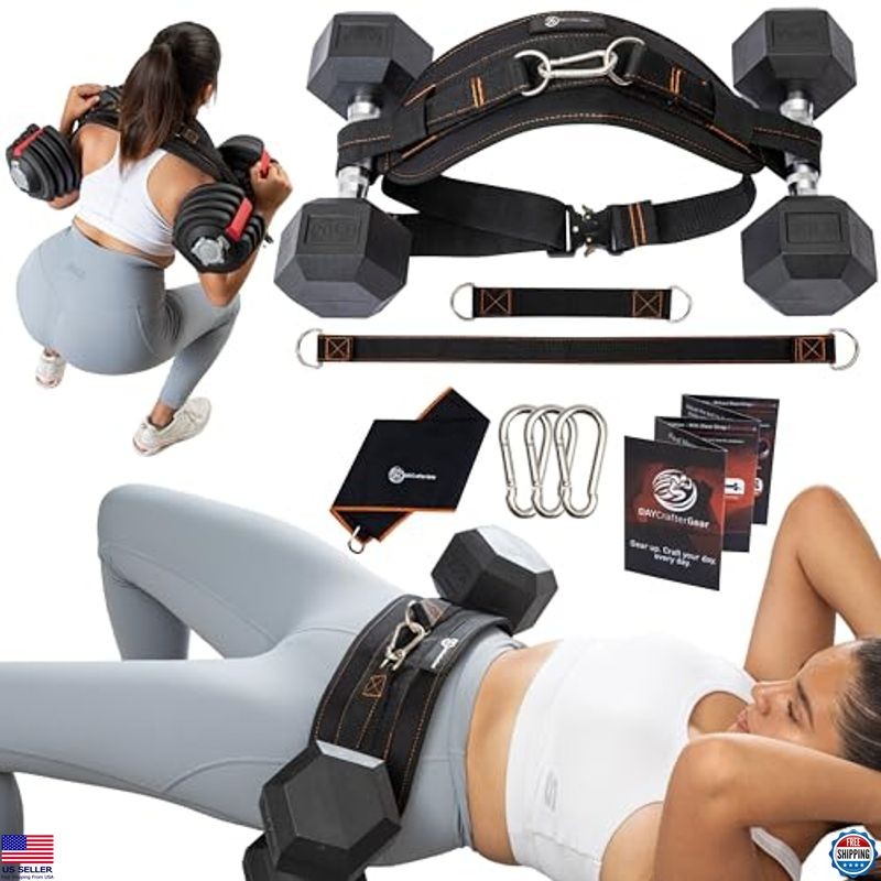 Hip Thrust Belt for Weights, Dumbbells & Kettlebells – Heavy Duty Glute Workout