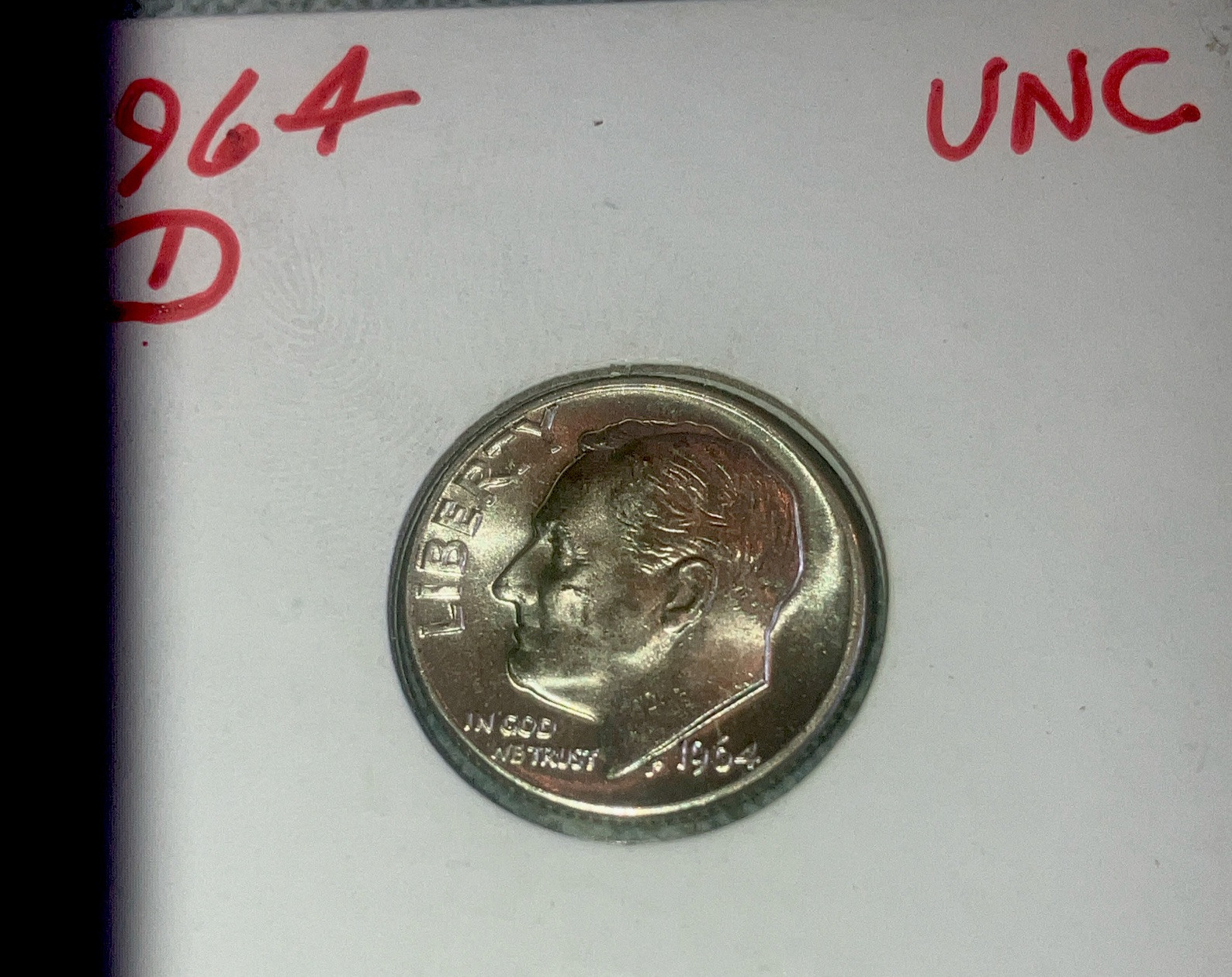 1964 D Roosevelt Dime • 01 • 90% Silver •