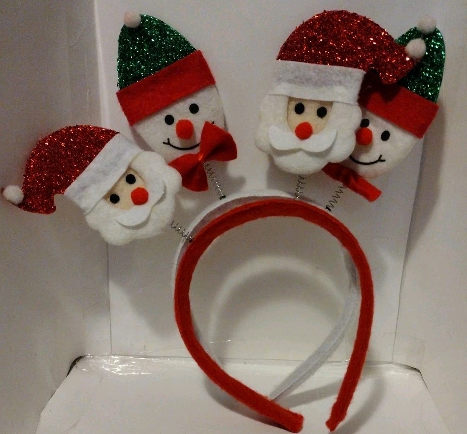 Greenbriar Santa & Snowman Headboppers Christmas Novelty Headbands Lot of 2
