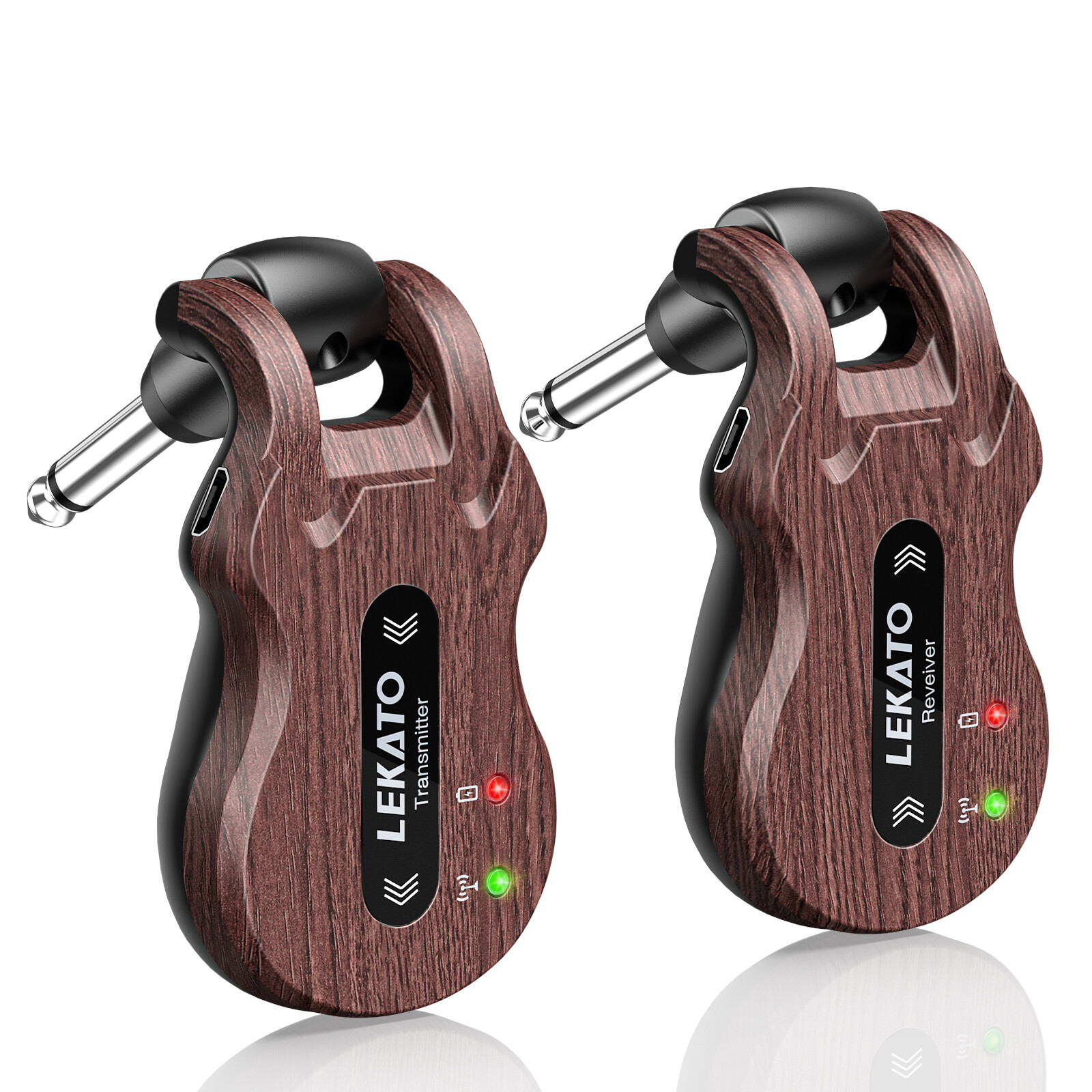 LEKATO Wireless Guitar Transmitter Receiver 5.8GHz 4 Channels 220° Rotatable