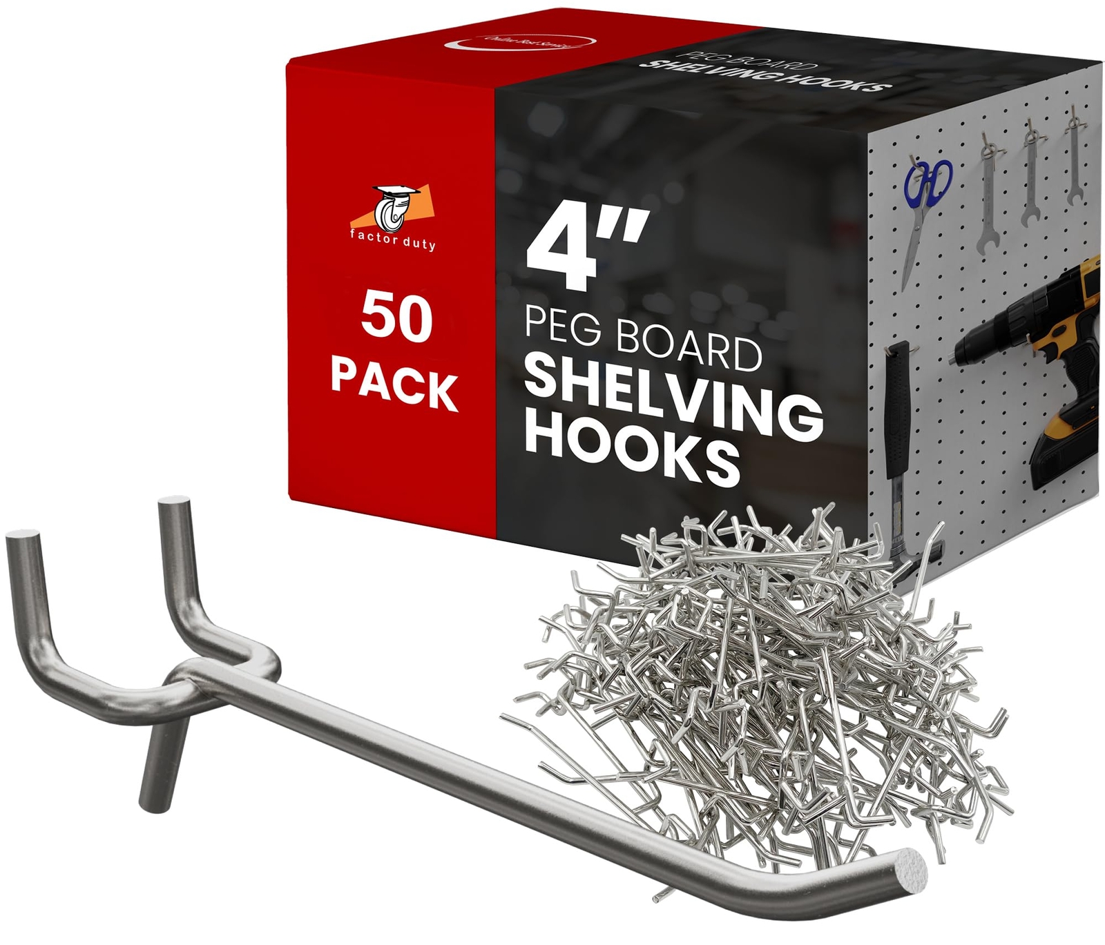 50 PC PEG Board Hooks 4 inch Pegboard Hooks 4" Length Wholesale Lot
