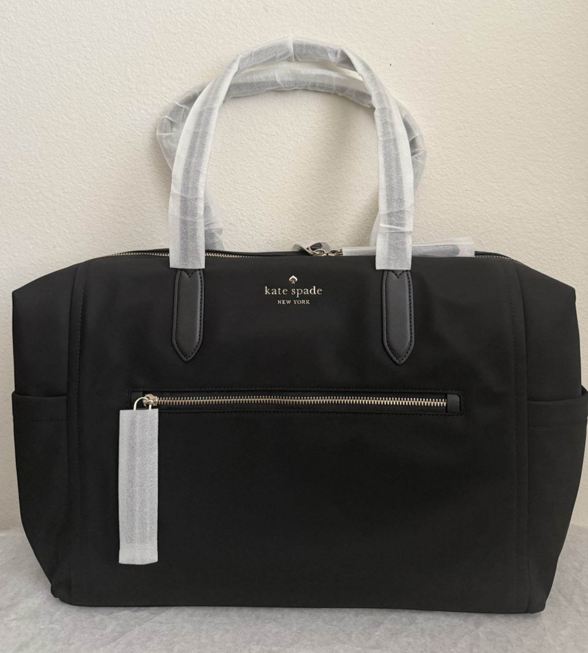 NWT Kate Spade Chelsea Large Nylon Weekender Travel Bag Black KC525