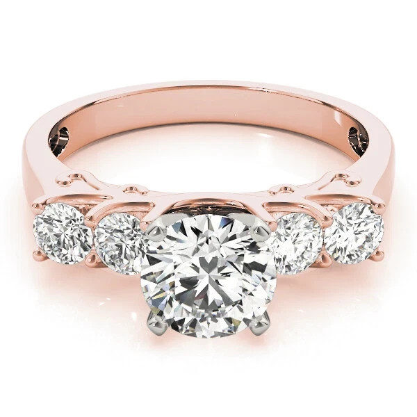 Lab-Created Round Cut 1.60 Ct VVS1 Diamond Engagement Ring 14K Rose Gold FN