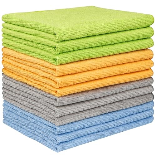 Microfiber Cleaning Cloth Pack, Microfiber Towels 12inx16in 12 Multi-colored