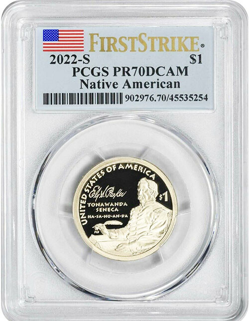 2022 S Proof Native American Dollar Ely Parker  PCGS PR 70 DCAM First Strike