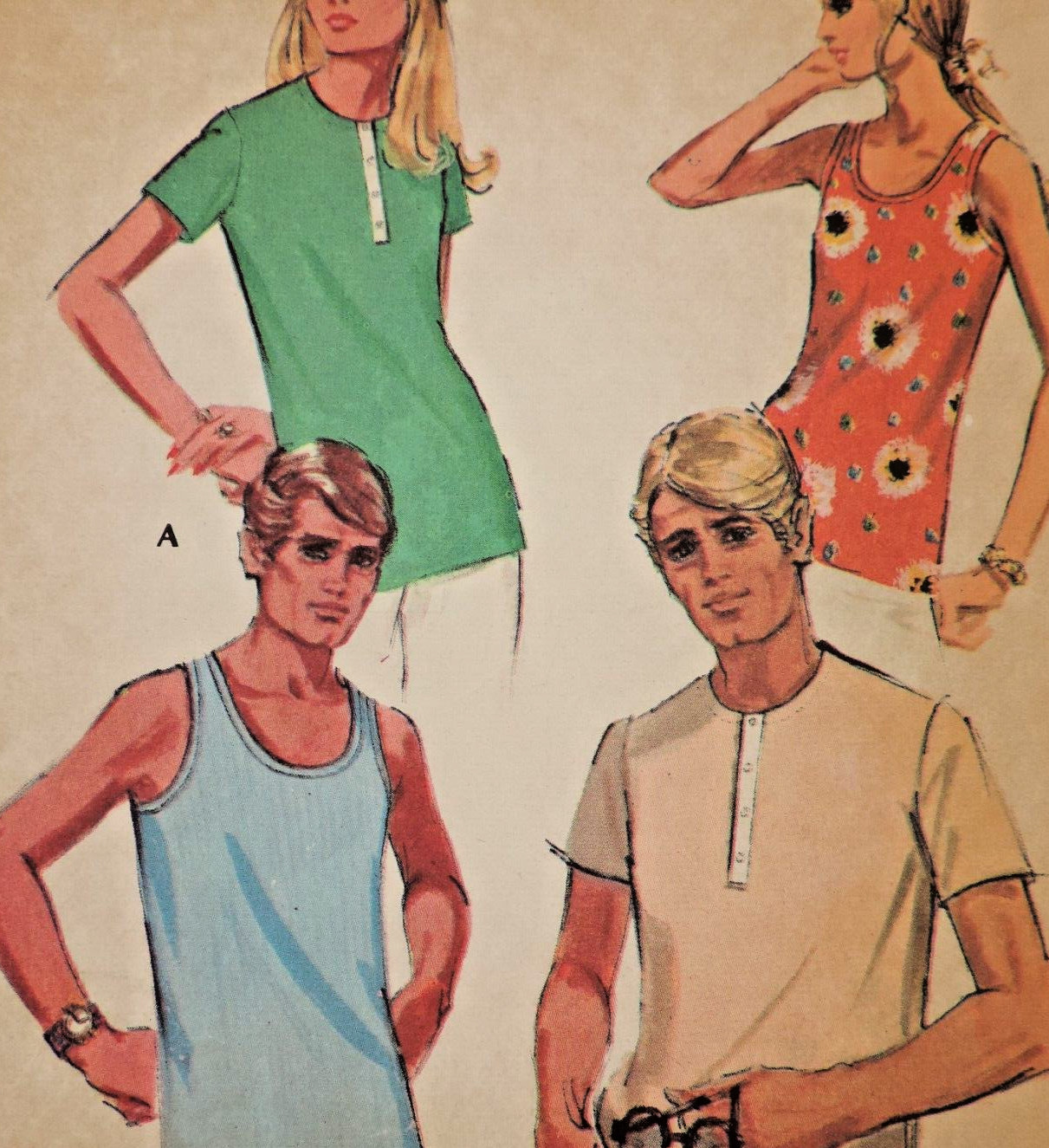 McCall's 9892 Misses'/Men's Shirt, Tank Top, Knits, Sizes M Chest 34" -38" Uncut
