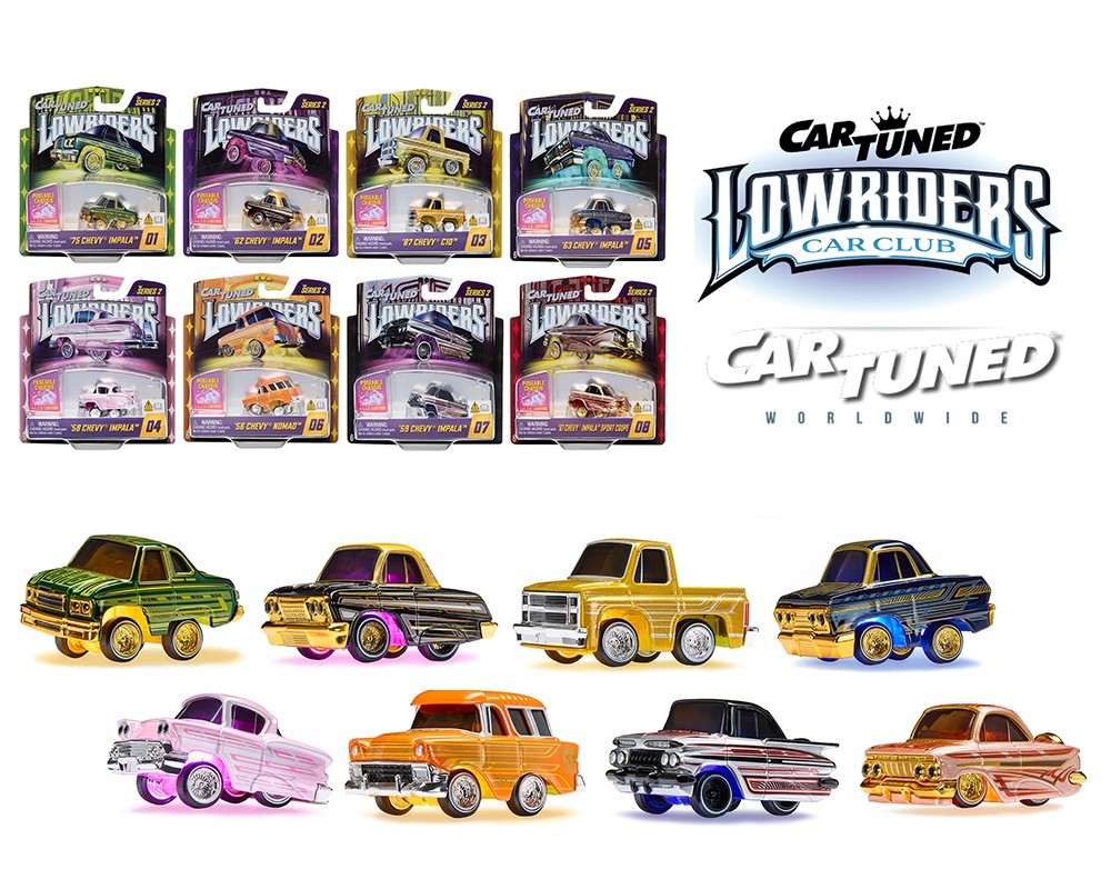 CarTuned 1:64 Lowriders SHOW GLOW Series 2 Assortment 8 Car Set, Factory Seal
