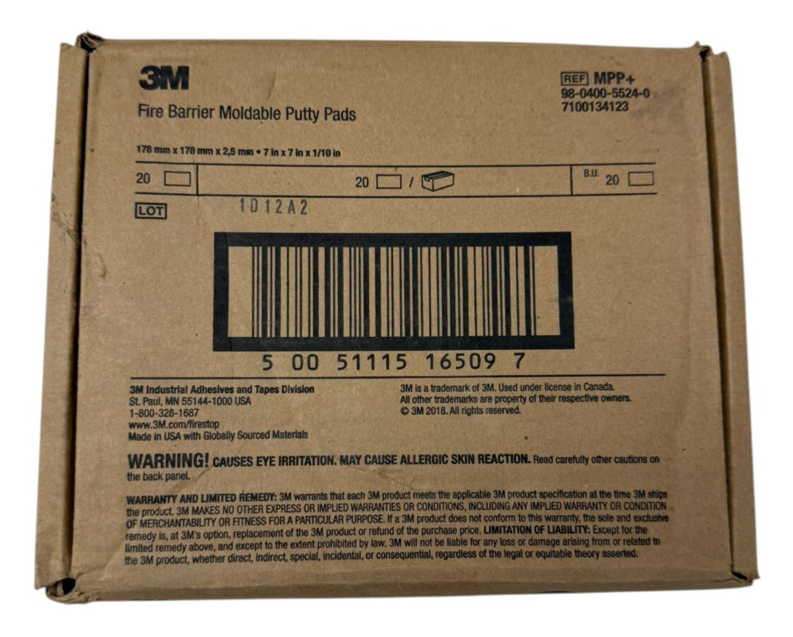 3M Fire Barrier Moldable Putty Pads MPP+ (7" x 7") 3M/ 1D12A2