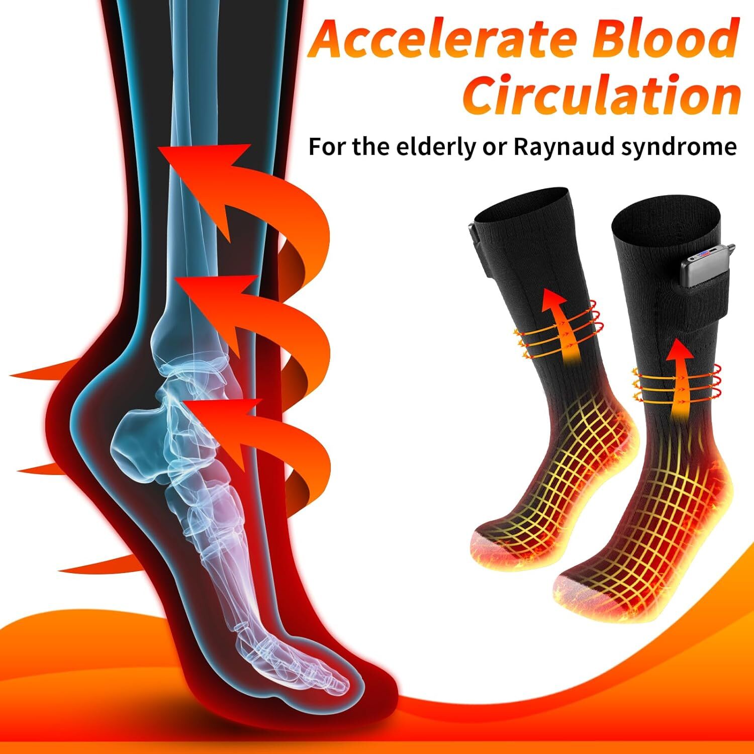 USB Electric Heated Socks Rechargeable Men Women Winter Foot Warmer W/ 2 Battery