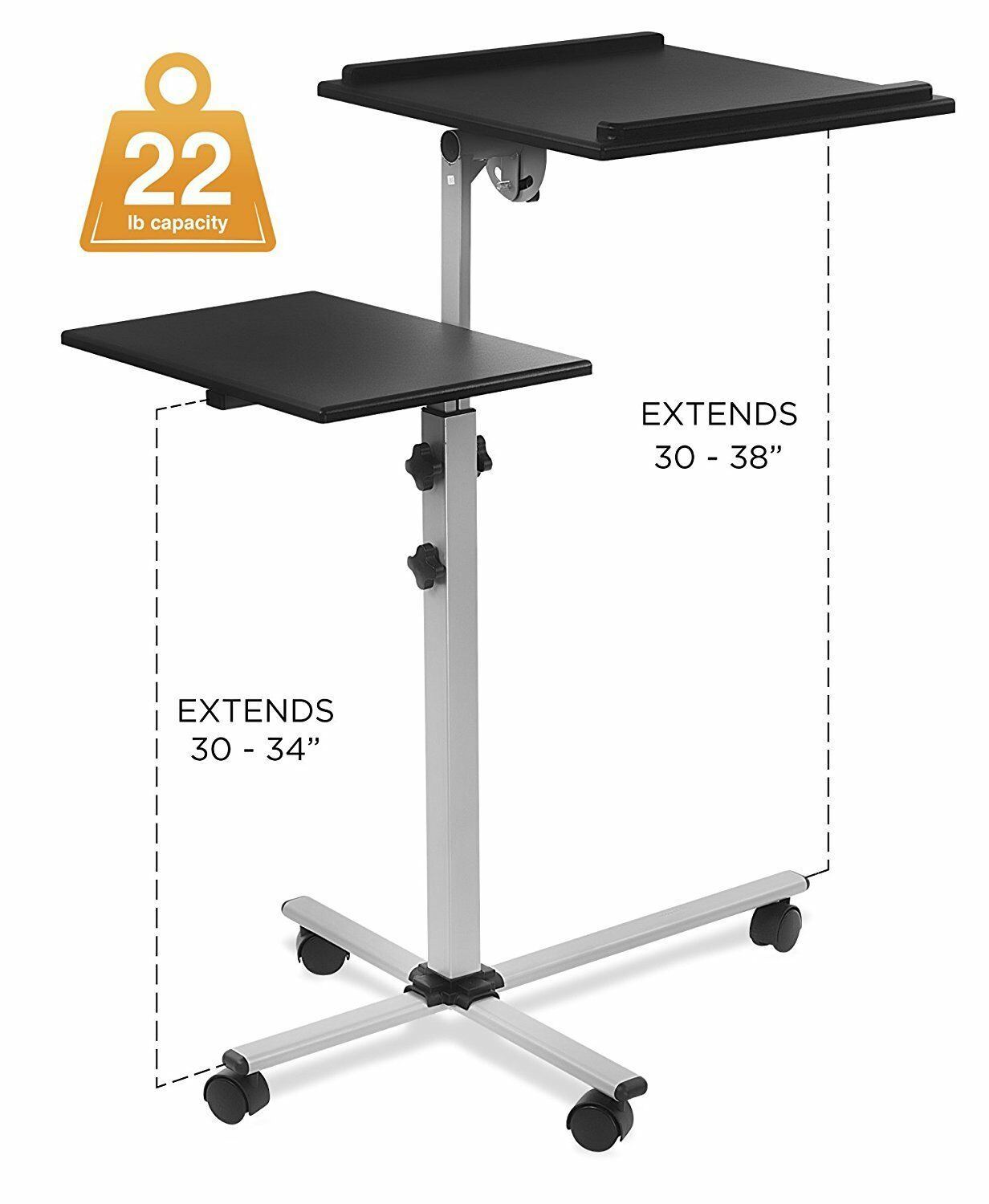 Mount-It! Rolling Laptop Tray and Projector Cart | Height Adjustable Presentatio
