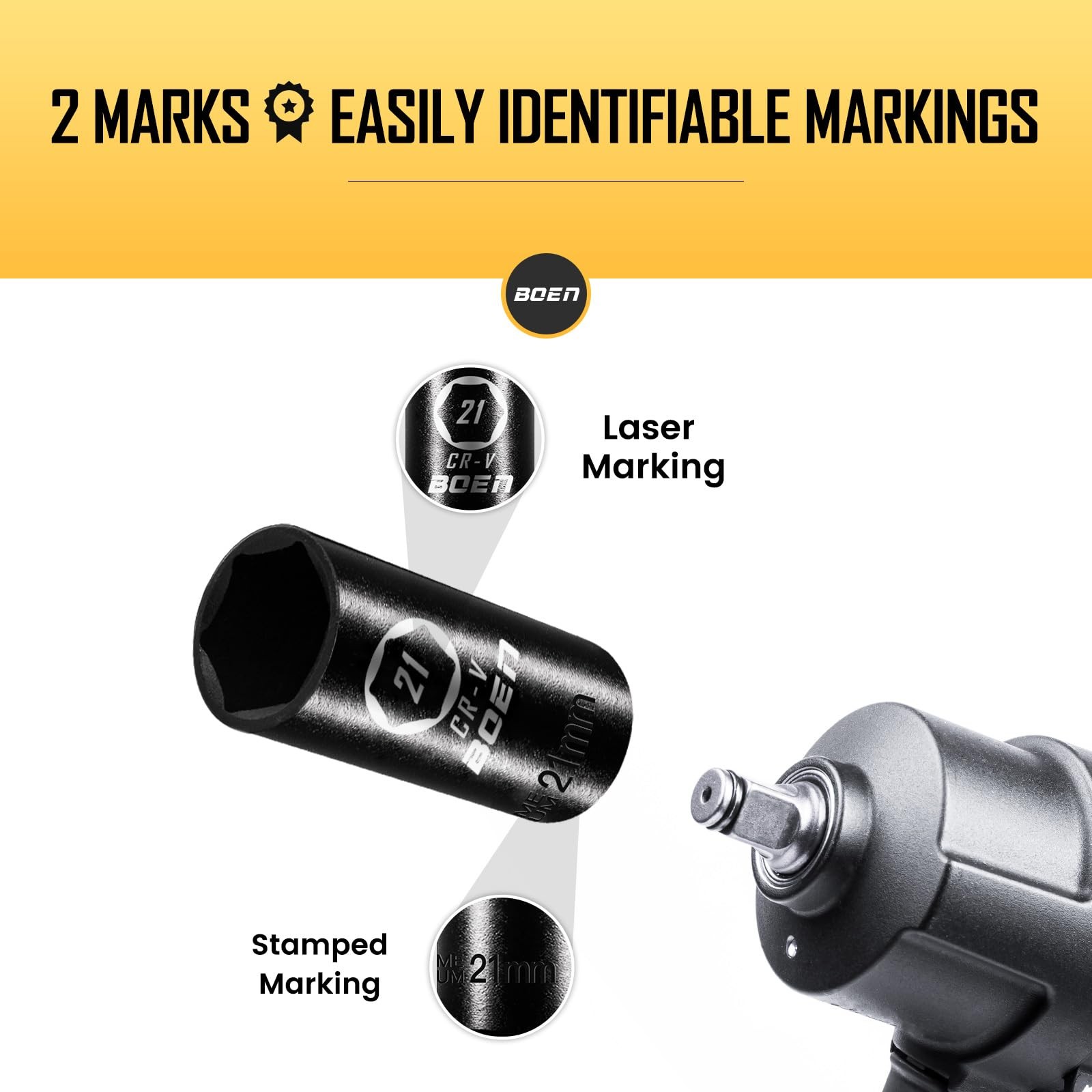 1/2" Drive Deep Impact Sockets, Premium Impact Socket, 21mm Socket, Metric, 6...
