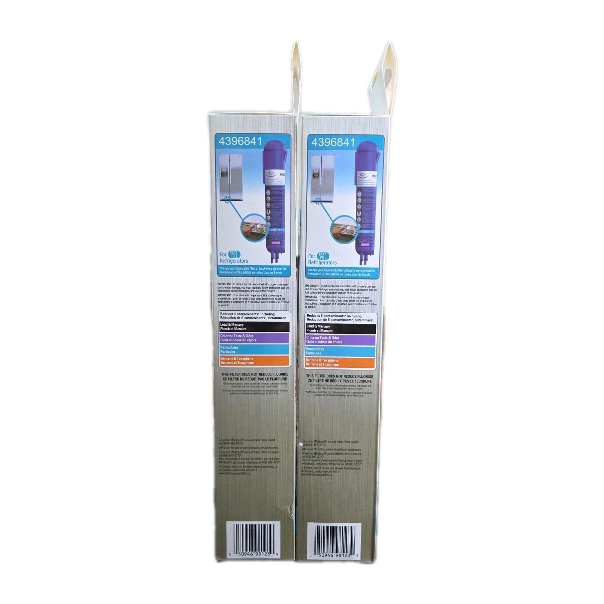 2 × Whirlpool Pur 4396841 Replacement Refrigerator Water Filter Lot