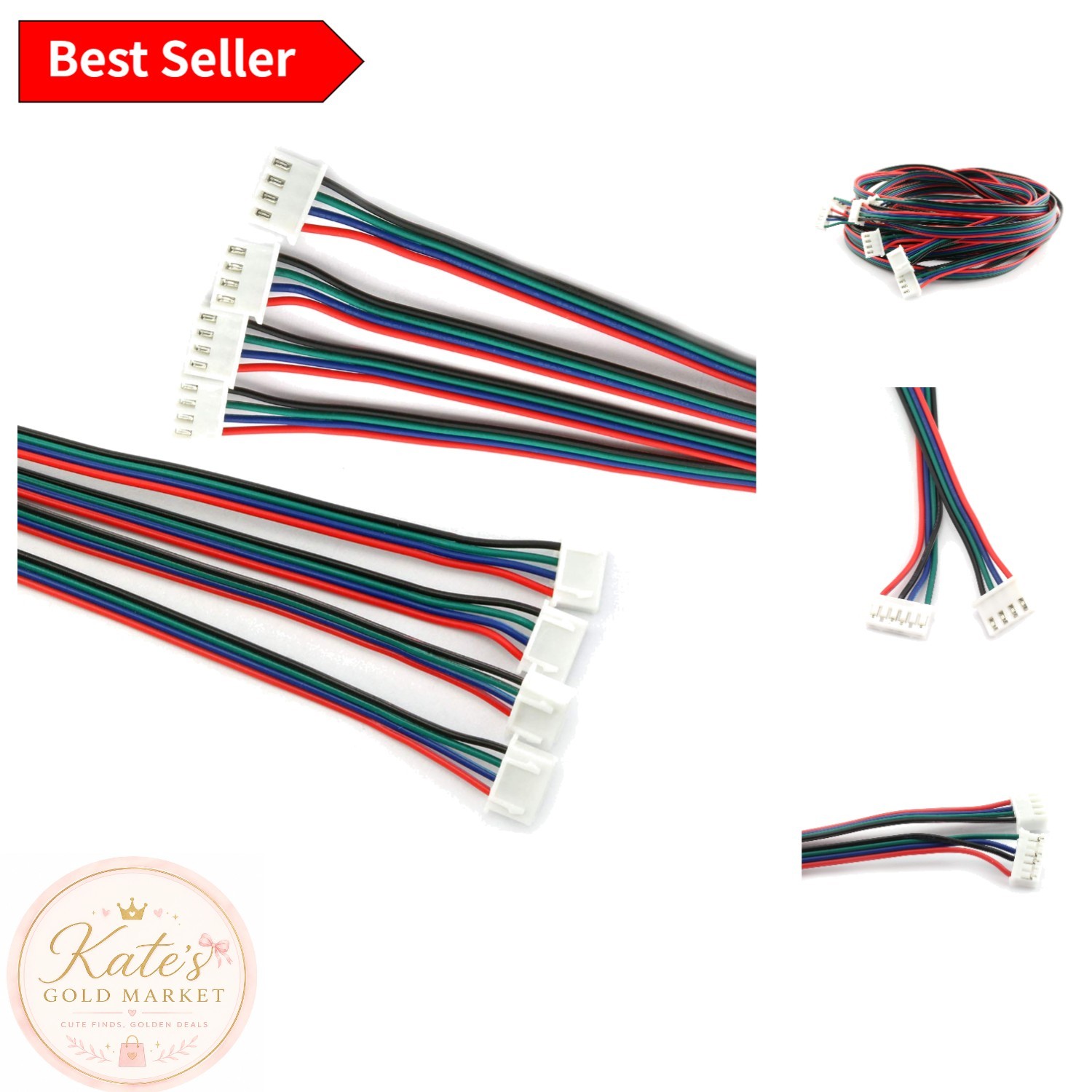 4PCS 1.5M Copper Stepper Motor Cables - Durable 4 Pin to 6 Pin Lead Wires