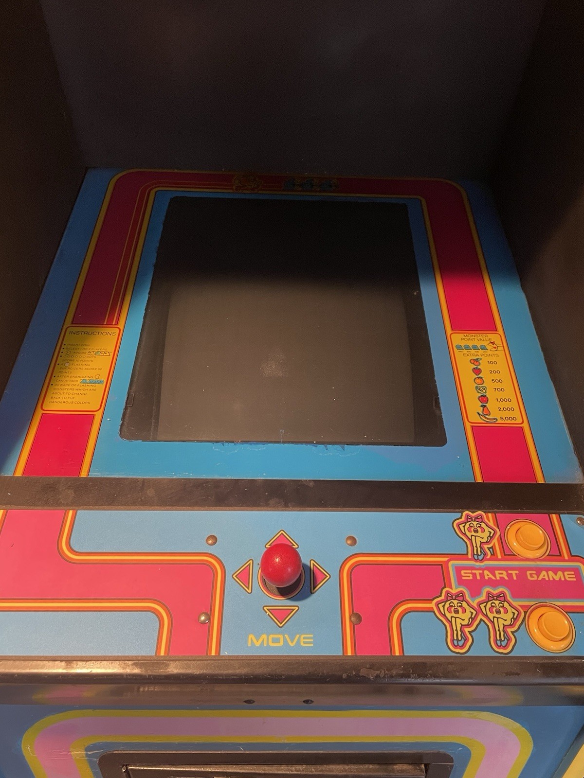 Midway Ms. Pac-Man Upright Coin-Op Video Arcade Machine Cabinet