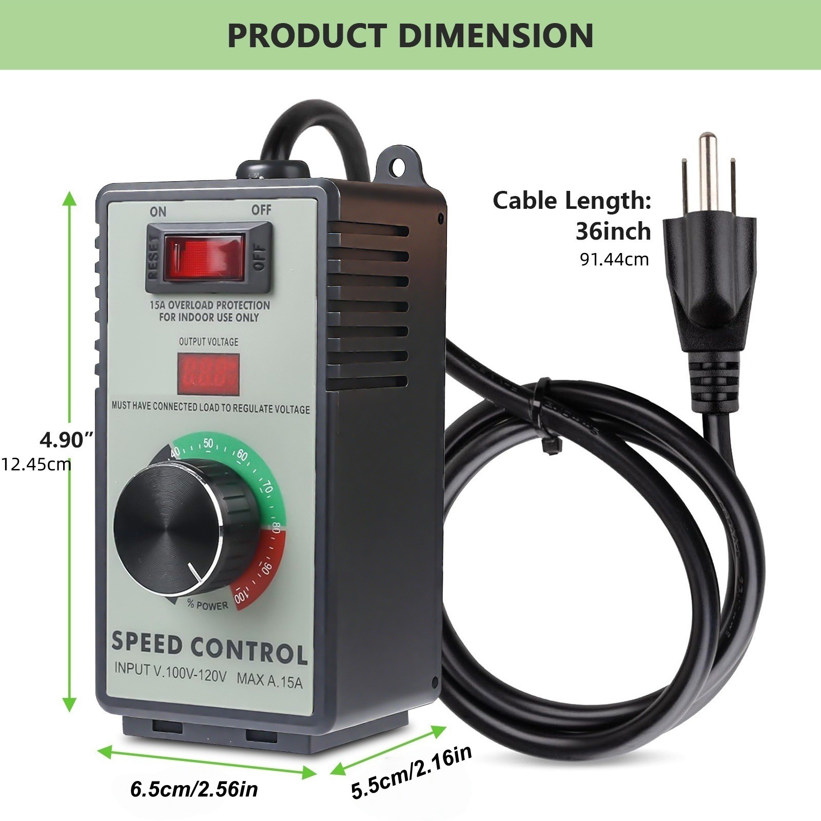 Professional 120V AC Motor Speed Controller with LED Display for Power Tools Use