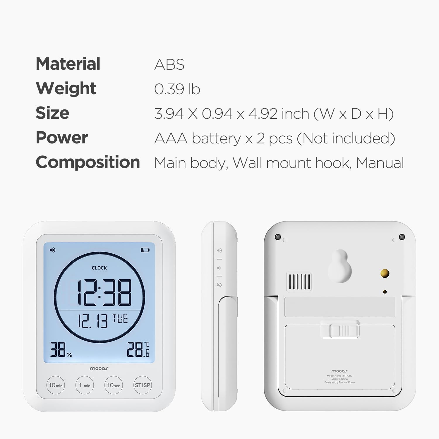 mooas Visual Shower Clock Digital Bathroom Shower Clock Waterproof Shower Tim...