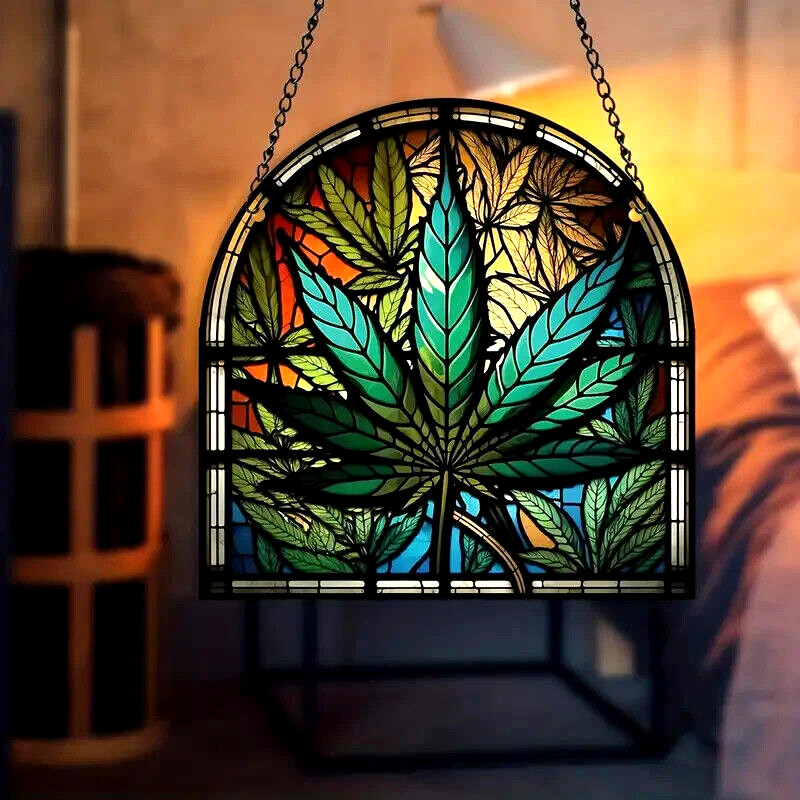 Unique Cannabis  Leaf Suncatcher Window Hangings