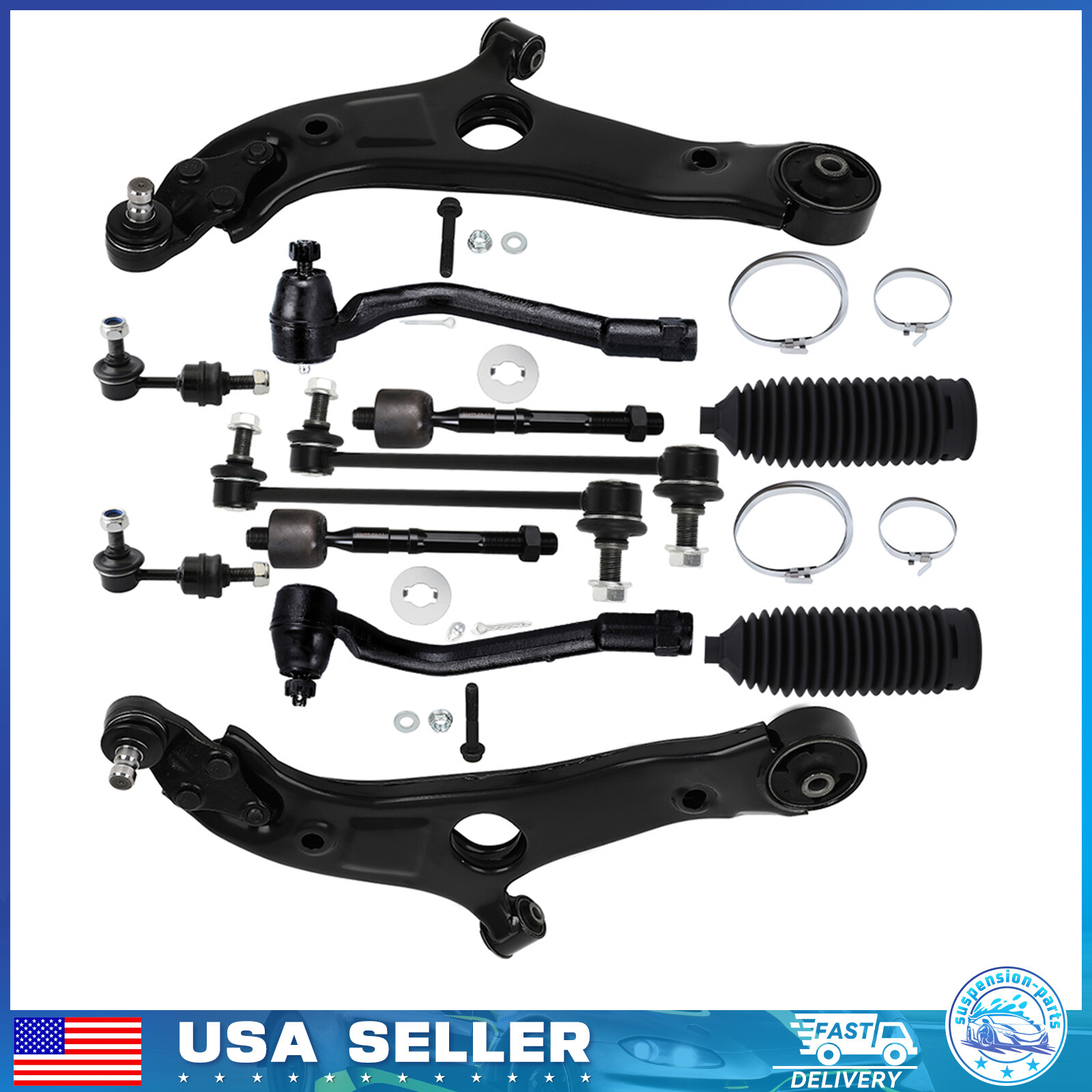 12x For 2012-2014 Hyundai Sonata Front Lower Control Arm Tie Rod Sway Bar Link