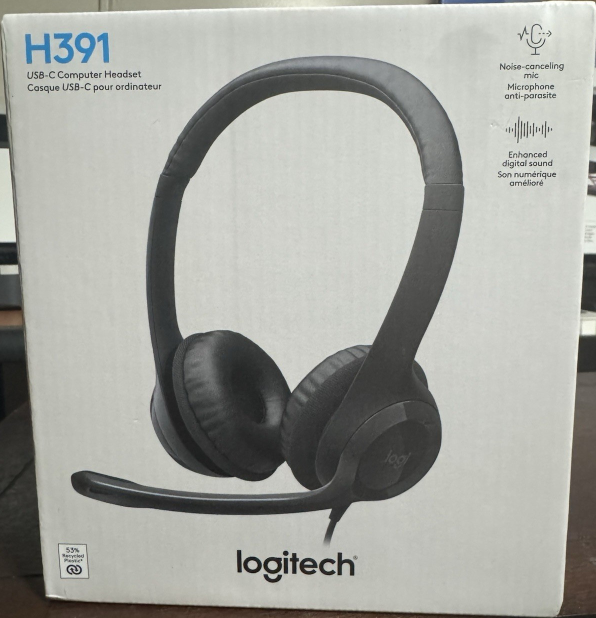 Logitech H391 USB-C Wired Headset Noise-Canceling Mic Stereo Black