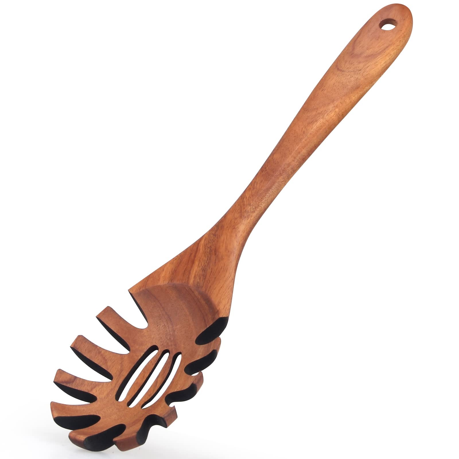 Wooden Spaghetti Spoon Server Pasta Fork Tongs Spoon, Wood