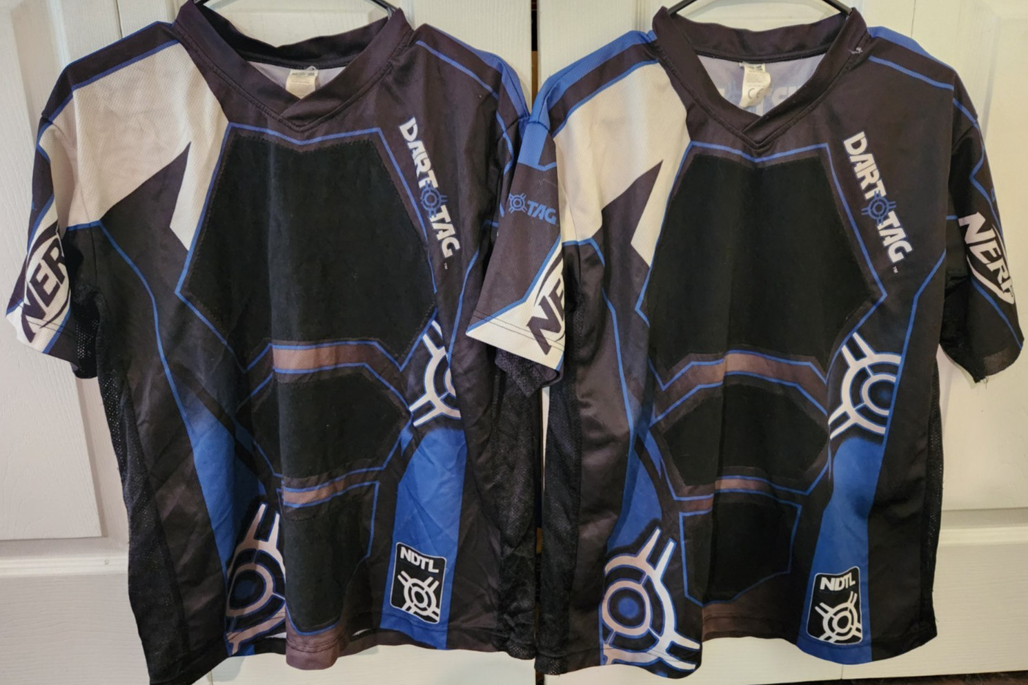2 Nerf Dart Tag T-Shirt Official Competition Jersey Size Large 32001 Hasbro Blue