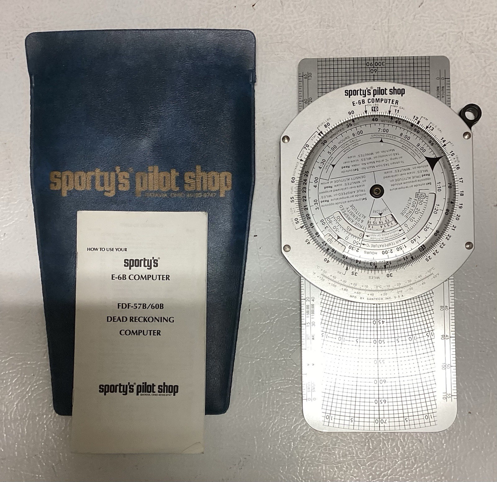 Sportys Pilot shop E-6B Flight computer w Case and Manual
